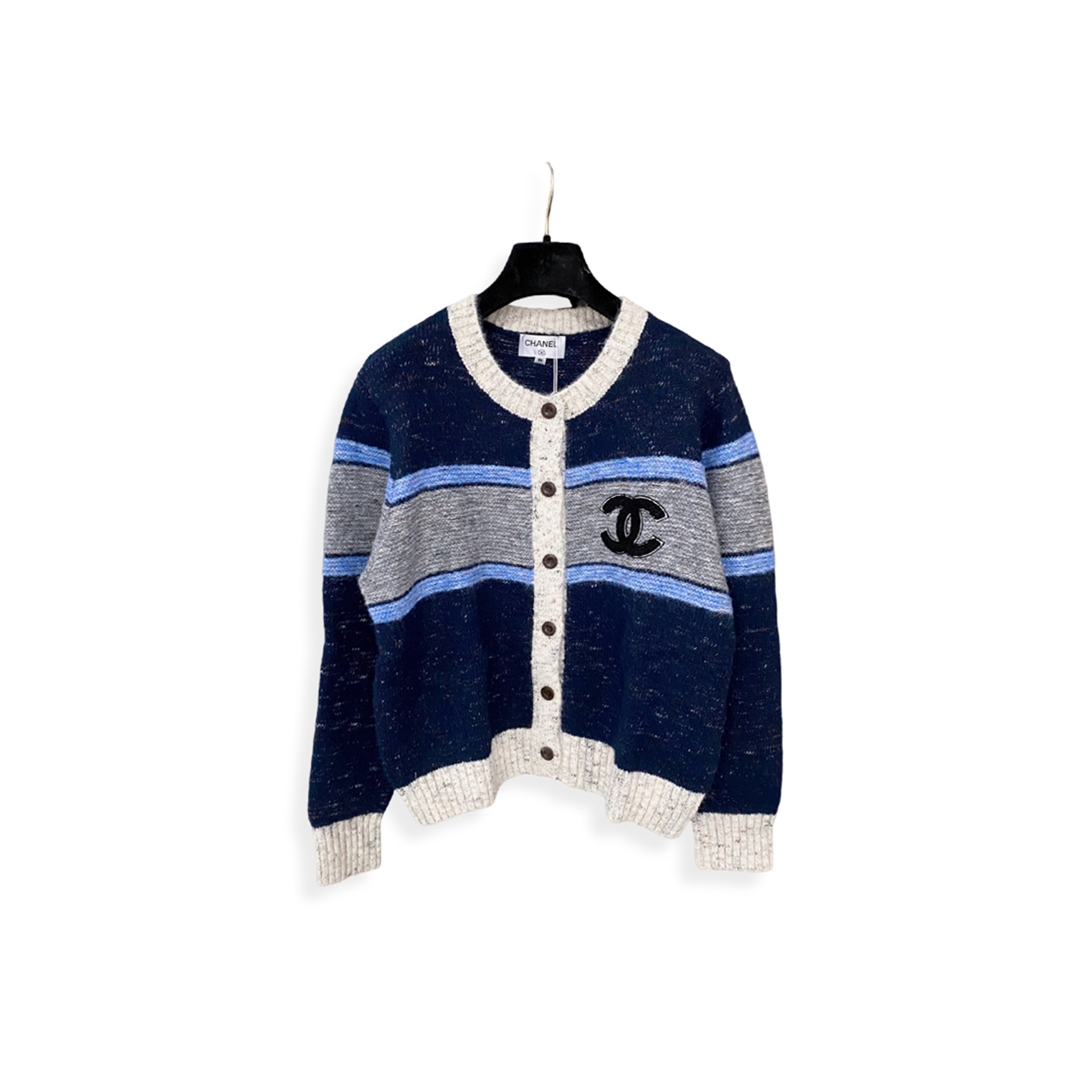 Ch**el crew neck cardigan sweater
